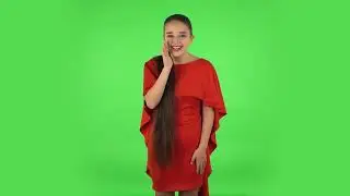 Pretty Young Woman Is Screaming Calling Someone Green Screen Video Effect | No Copyright Stock Video