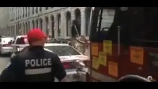 FIRE TRUCK RAMS 3 POLICE CARS & BMW TO GET TO A FIRE