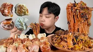 Eating spicy jjolmyeon and dumplings ASMR