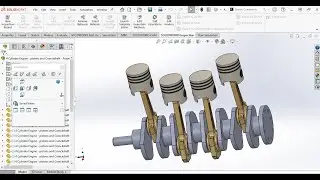4 Cylinder Engine   pistons and Crankshaft Assembly with basic animation