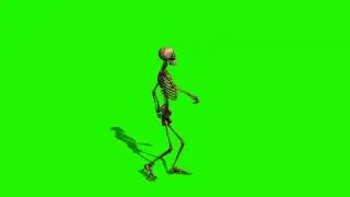 skeleton cool walk side angle in green screen