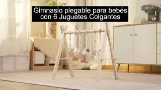 Gimnasio Madera Para Bebé Con 6 Juguete Interactivo Plegable