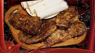 Рецепт шашлыка из печени с овощами.