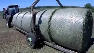 МТЗ 82.1 и самодельный перевозчик круглых тюков(рулонов)