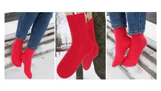 🎄🎄🎄Рождественские носки. Обратный клин подъема. ПОПЕТЕЛЬНЫЙ МАСТЕР КЛАСС 🔥🔥🔥