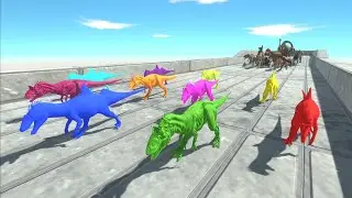 Race to eat Neon Concavenator & Cryolophosaurus - Animal Revolt Battle Simulator