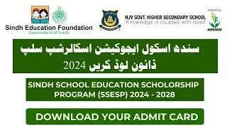 SSESP Slip Download 2024 | Sindh School Education Scholarship Admit Card 2024 | SSESP Slips 2024