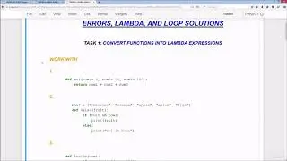 #32 Python tutorials -Python for beginners|Errors,Lambda and Loops solution
