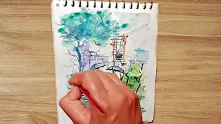 Rainy Day Painting | watercolor Painting for Beginners | How to draw scenery of rainy season | draw