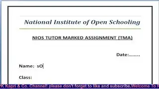 NIOS TMA FRONT PAGE | How To Make Nios Assignment First Page | Assignments Submission Receipt Detail