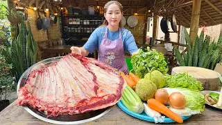 Beef Ribs is so big | Mommy Chef Sros cook Yummy Beef Ribs Soup | Cooking with Sros