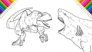How to Draw Vastatosaurus Rex vs Megalodon