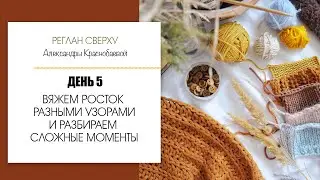 Реглан сверху. Обсуждаем первую неделю интенсива, вяжем росток разными узорами. Прямой эфир 30.10.20