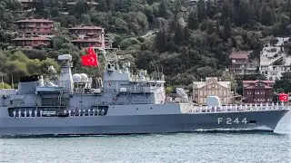 Turkish Navy Barbaros-class Frigate TCG BARBAROS (F-244) transits Istanbul strait - Sep 27, 2020