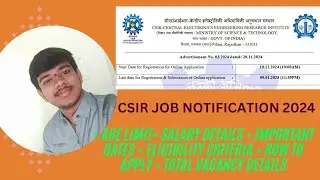 CSIR - Central Research Institute Notification 2024 #csir #csirnet2022 #jobs #notification