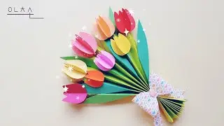 making a bouquet of tulips/ paper flower art
