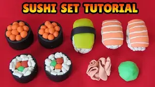 🔴DIY How to Make Miniature SUSHI SET - Easy Polymer Clay, Fondant, plastilina Tutorial