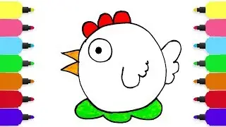 How to Draw Circle Chicken Easy to Draw Art For Kids Learning Coloring Page
