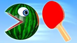Learn Colors with PACMAN and Farm Pingpong 3D Lollipop Street Vehicle for Kid Children