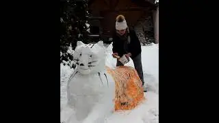 Снеголепы тигра. Снежный тигр из снега SHORTS.