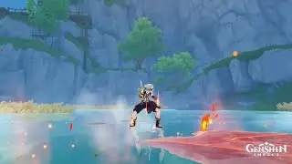 Genshin Impact - Bennett Stands on Water