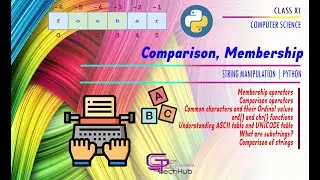 CLASS XI | MEMBERSHIP, COMPARISON, FUNCTIONS, ASCII TABLE | STRING MANIPULATION IN PYTHON | CS