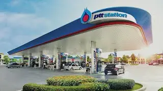 PTT Gas Station in Phnom Penh City on National Road 1 | ស្ថានីយប្រេងឥន្ធនៈភីធីធី | 7 Eleven Mart