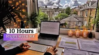 10 HOUR STUDY WITH ME⎢Background noise, 10 min Break, No music, Study with Merve