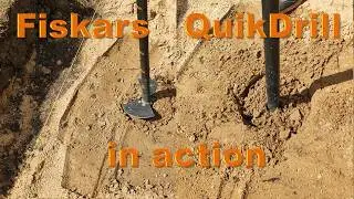 Fiskars QuikDrill hand auger in action