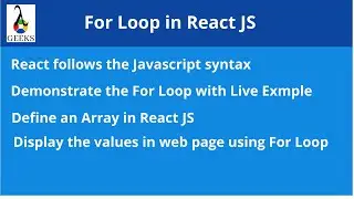 React JS Tutorial-1 :For Loop In React JS-React For Loop Array With Examples