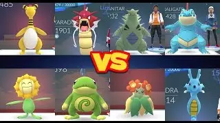 POKÉMON GO GYMS Sunflora, Politoed, Kingdra vs Ampharos, Gyarados & Tyranitar
