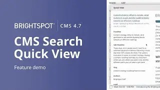 Find digital assets faster with CMS Search Quick View