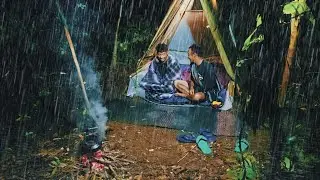 Camping - being drenched in rain day and night - enjoying the forest atmosphere during the rain -...