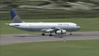 UNITED AIRLINES A320 HARD LANDING CROSSWIND - FSX