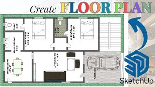 SketchUp Floor Plan  -25'x 45' Tutorial for Beginners 
