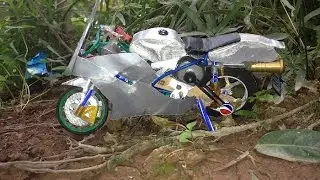 Chế Xe moto mini  từ vỏn lon và động cơ điện