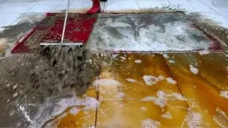 70 Years old dust covered dirty carpet cleaning satisfying ASMR