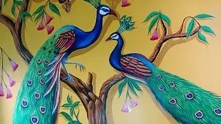 wall Painting Peacock design @Rekhadeyaacademy