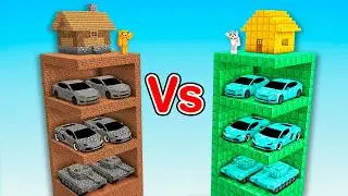 MINECRAFT: NOOB vs PRO GARAGE in ONE CHUNK