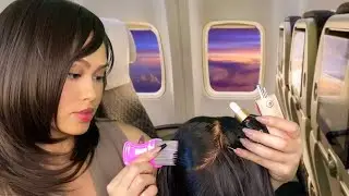 ASMR Southern Mom/ Lady On The Airplane Gives U Lice Check + Ear Cleaning RP (Scalp Scratch, gum) ✈️