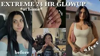 24 HOUR MAKEOVER (at home glow up: everything shower, haircut, lashes, gelx nails) BYE WINTER UGLIES