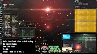 EVE Online - Streamer Destiny attacked by a Smartbombing BS - Operation Failed :D