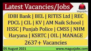 IDBI Bank |BEL | RITES Ltd|CIL | KV |AM Naik School |HSSC |Punjab Police |CMSS |NHM |Recruitment2021