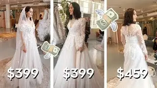 trying on wedding dresses under $1k!