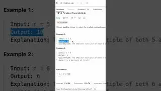 Leetcode Solution 2413. Leetcode Problem smallest Even Multiple. Day 6 of 69 Days Leetcode Challenge