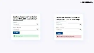 Pasword Confirmation Validation with Vanilla Javascript : Password and Confirm Password Validation 🔥