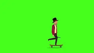 Man skating animation- green screen- copyright free