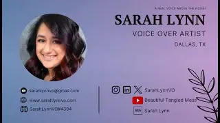 ✨Official Character Demo Reel✨Sarah Lynn Voice Over Artist