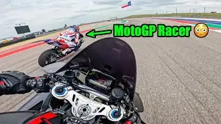 MotoGP RIDER MEETS STREET HOOLIGAN 😳 | BMW M1000rr & Ducati Panigale V4 SP2 COTA Track Day