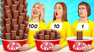 1, 10 या 100 खाद्य परतें चुनौती | खाने योग्य लड़ाई Multi DO Challenge